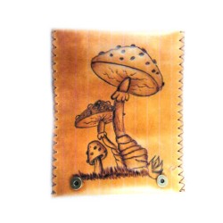 Καπνοθήκη Δερμάτινη Πυρογραφία Μανιτάρια